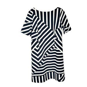 Fenn Wright Manson Black/White Short Sleeve Day Dress - 14P